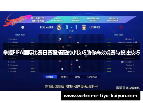 掌握FIFA国际比赛日赛程搭配的小技巧助你高效观赛与投注技巧 掌握FIFA国际比赛日赛程搭配的小技巧助你高效观赛与投注技巧
